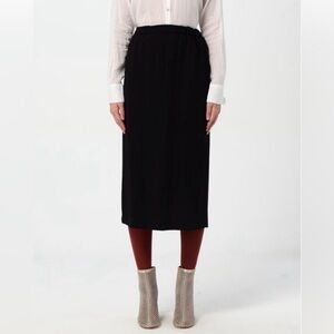 FORTE_FORTE Italy Black Split Side Midi Skirt Size 3